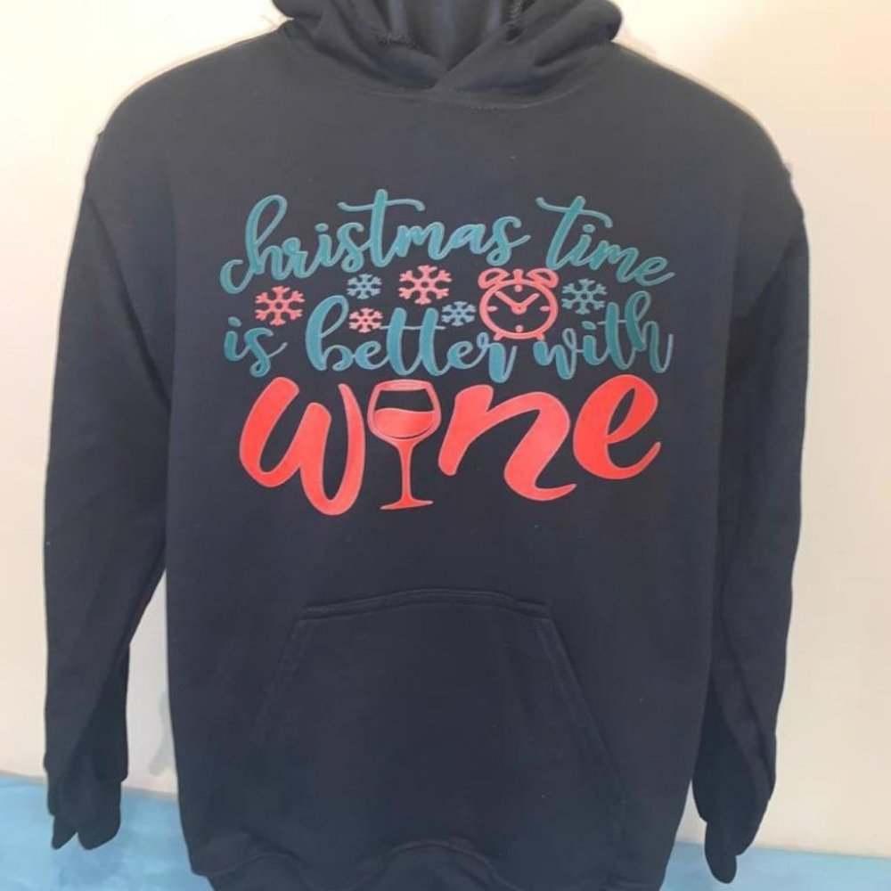 Christmas Time Is Better With Wine! Hoodie - Small